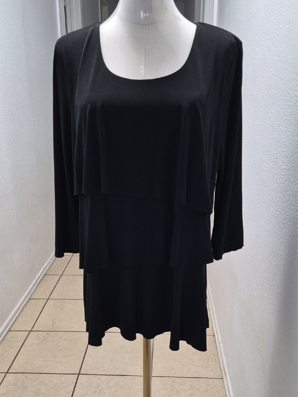 Susan Graver Black Layered Scoop-Neck Tunic